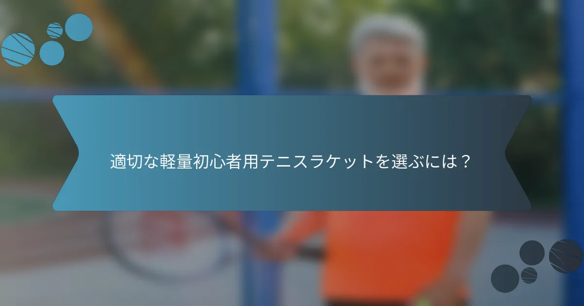 適切な軽量初心者用テニスラケットを選ぶには？